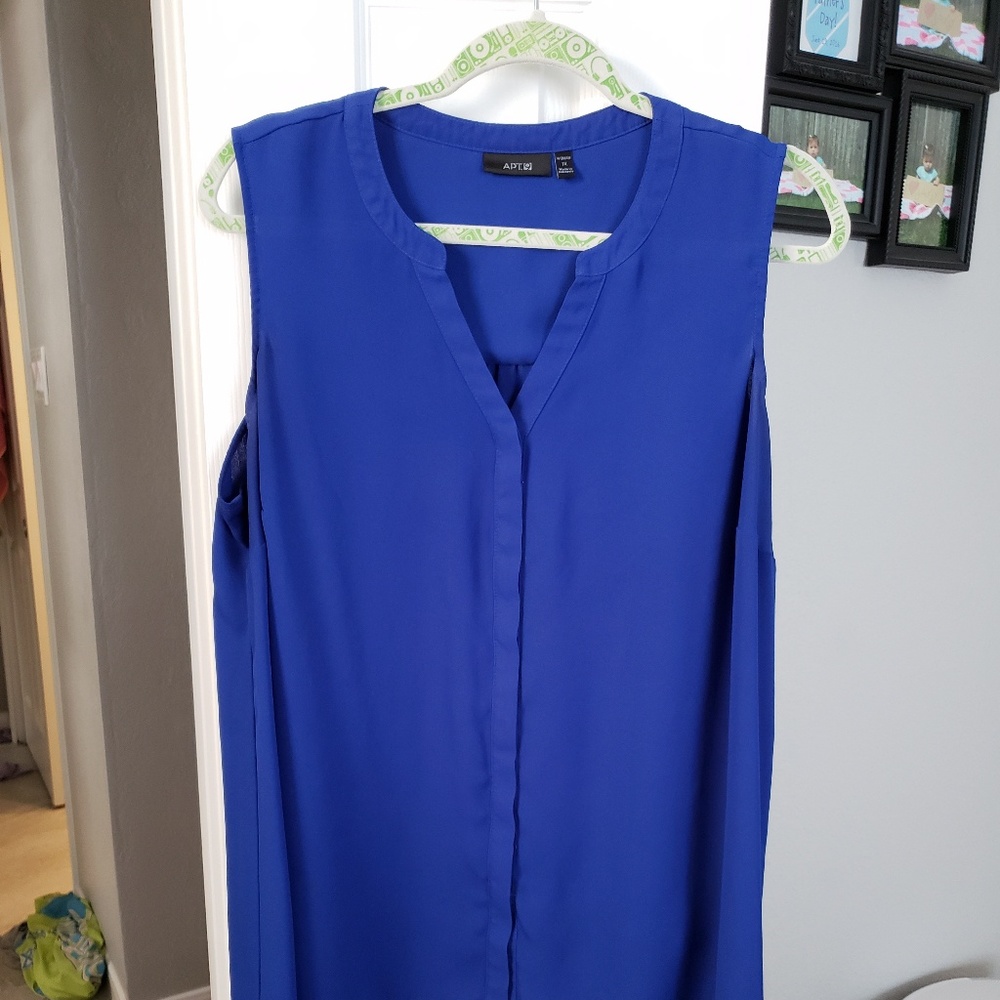 Blue sleeveless blouse